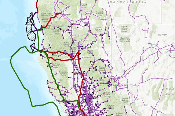 Map Data Transfer Line Map of Transmission Alternative 12.4b | Data Basin