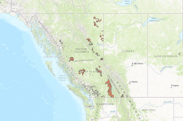 Bc Foraging Map BC Wildlife Habitat Areas | Data Basin