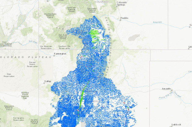 Flowlines for the Rio Grande basin | Data Basin