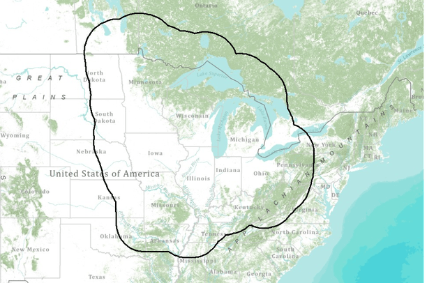 USFWS Region 3 Boundary (+250km) | Data Basin