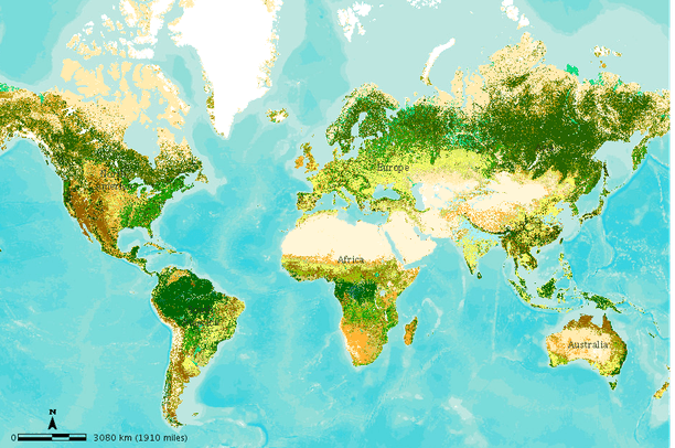 Land Ranges World Map World land cover, 2009 | Data Basin
