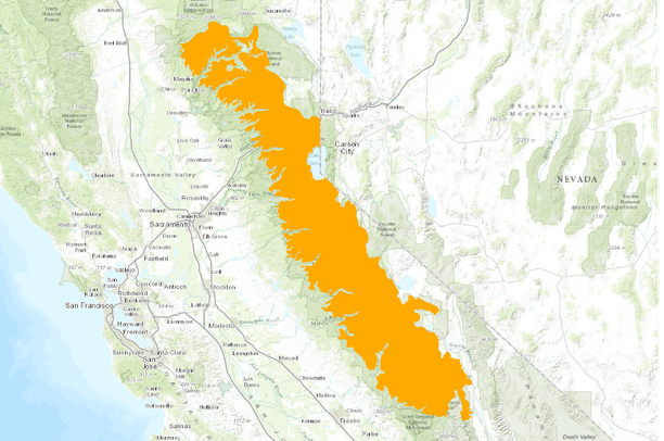 California Sierra Rivers Map Sierra Mountain Range Map