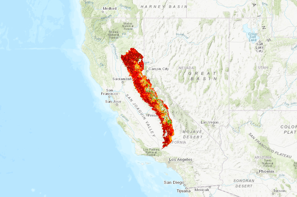 Wildland Fire Threat, Sierra Nevada - California | Data Basin