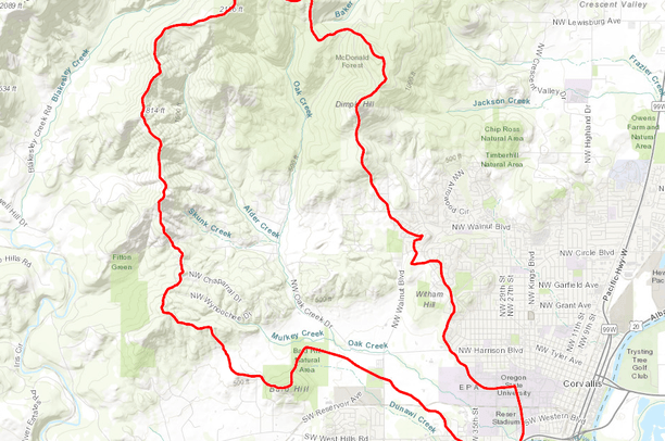 Oak Creek Boundary Red Line | Data Basin