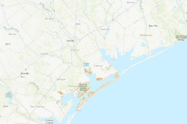 Black Rail Potential Habitat Under Sea Level Affecting Marshes Model 
