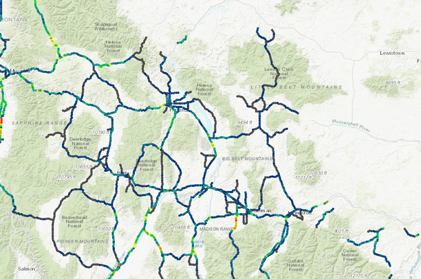 Road Killed Wildlife Carcass Frequency By Mile Of Montana On System Routes In The U S Northern Rockies 2008 2012 Data Basin
