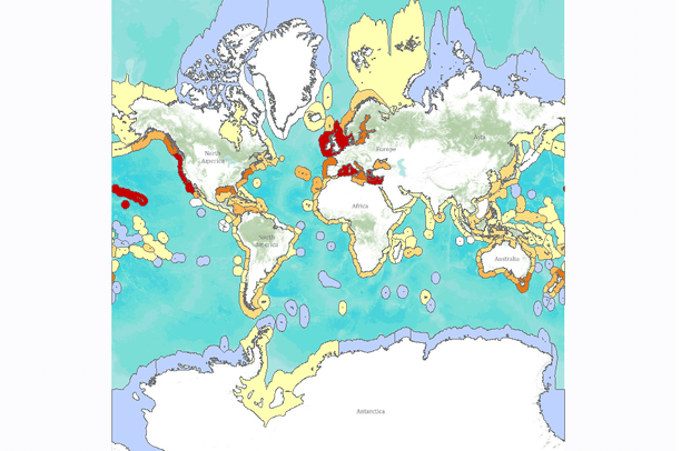 Number of Harmful Invasive Species by Marine Ecoregion | Data Basin