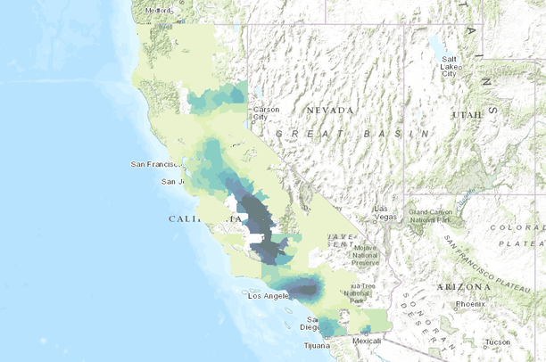 CalEnviroScreen 2.0, Particulate Matter (PM) 2.5 Percentile, 2014 ...