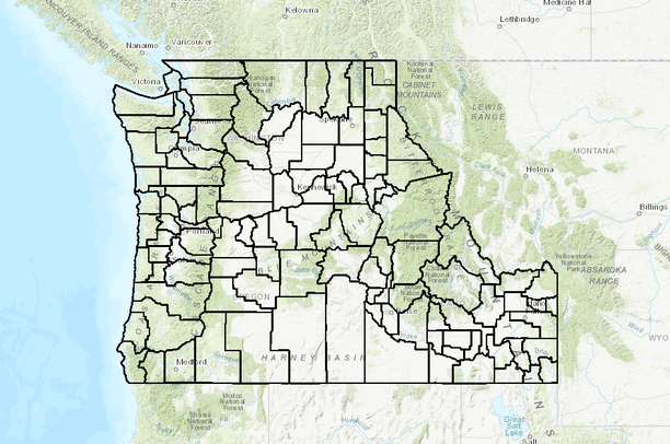 Census County Map Washington Census County Boundaries, 2012 | Data Basin