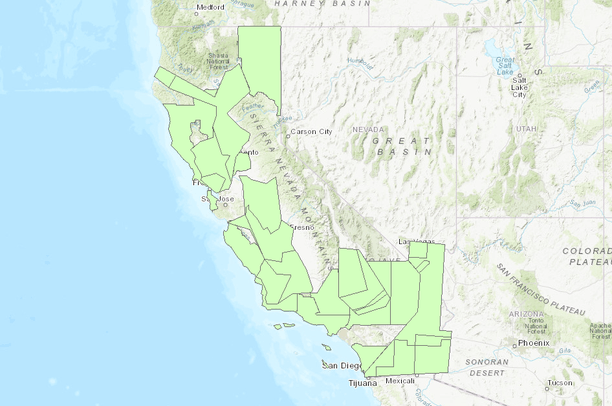 Ca Chain Control Map 2019 Nested Transmission Constraint Zones | Data Basin