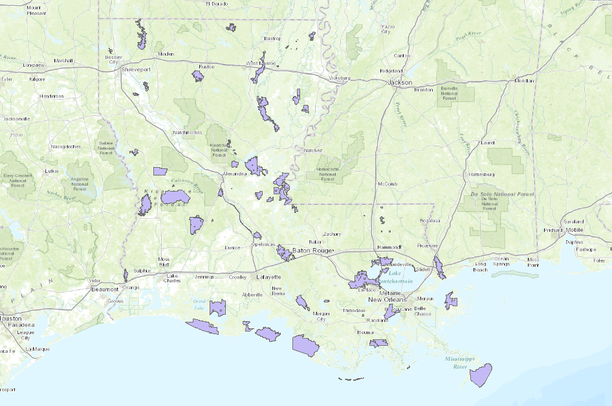 2013 LDWF WMA's, Refuges and Wetlands Conservation Areas | Data Basin