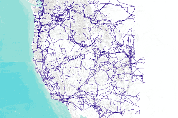 Powerline Map Graphic Powerlines in the Western United States | Data Basin