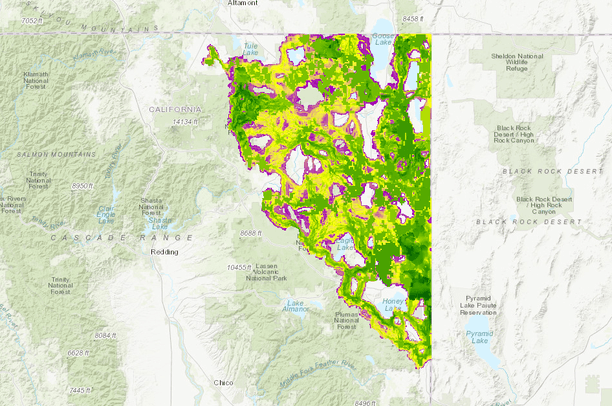 Connectivity for Modoc (w/ Cores: 0.6-0.8) | Data Basin