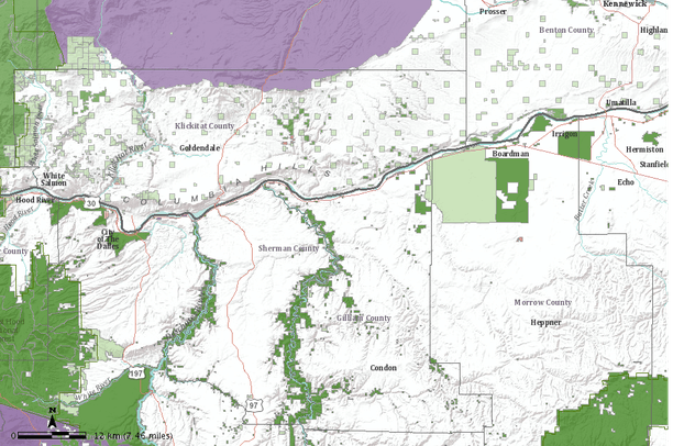 Map Of The High Desert Base Map: Protected Areas Of The High Desert Region Of The Columbia Gorge |  Data Basin