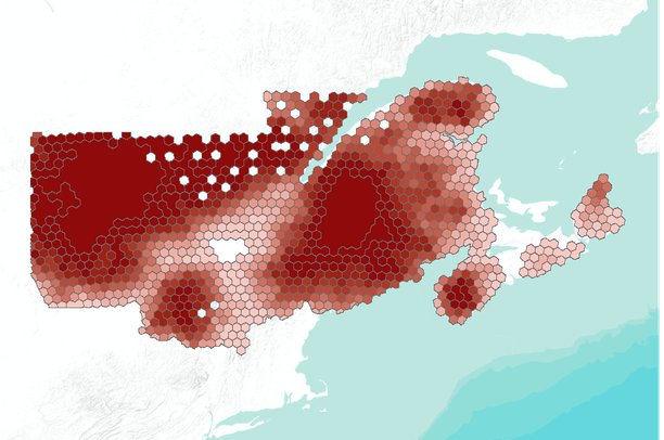 Predicted Wolf Habitat In The Northern Appalachians Current Habitat 