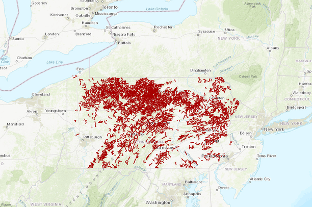 Pennsylvania Streams with Natural Trout Reproduction | Data Basin
