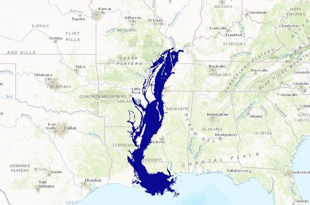 Lower Mississippi River Historical Floodplain   circa 1899 | Gulf