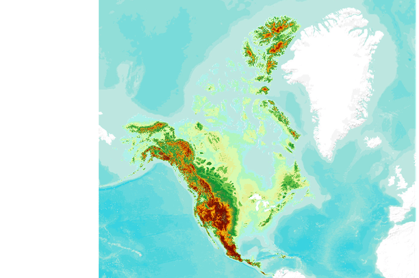 30 Arc Second Dem Of North America Data Basin North America Elevation Map