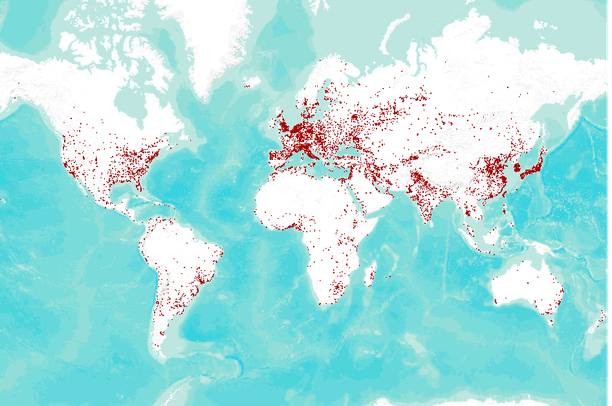 Urban Areas Of The World 1 10 000 000 Scale Data Basin Urban Areas Of The World 1 10 000 000 Scale Data Basin