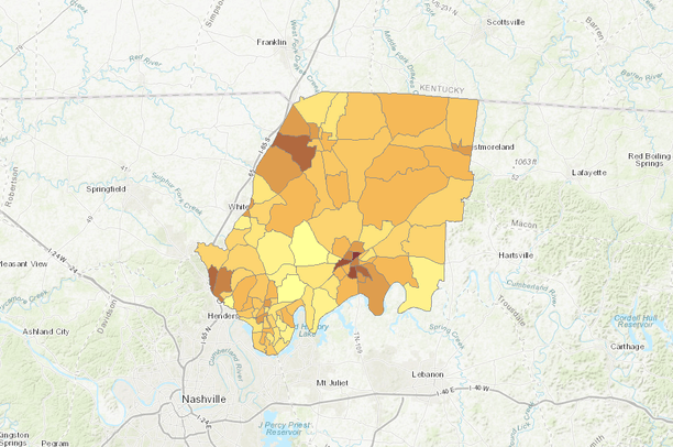 Map Of Sumner County Tn Sumner County Social Vulnerability Profile | Data Basin