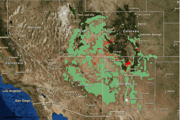 Pinones Map Pinyon Pine Decline in Southwest USA - Forest Dieback | Data Basin
