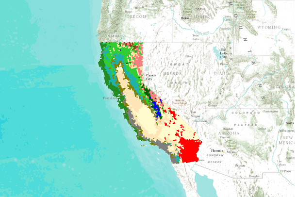 MC1 Simulation Results California - 10km spatial grain